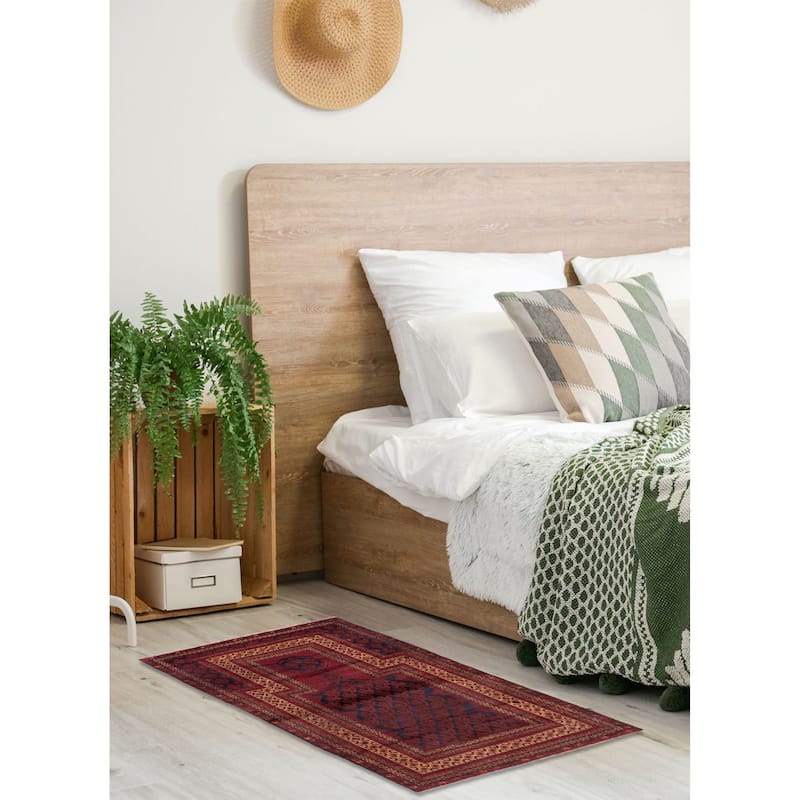 ECARPETGALLERY Hand-knotted Teimani Red Wool Rug - 3'2 x 5'5