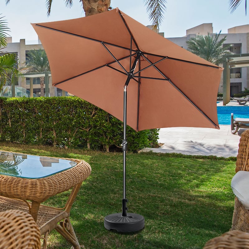 Ainfox 9FT Outdoor Patio Umbrella with Base Tilt System - Brown