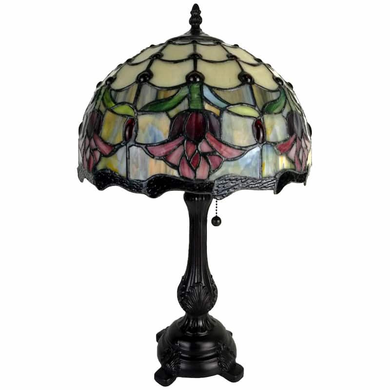 Style 19 Inch Candlestick Table Lamp with Orange Glass Dome Shade - 11" x 17" x 19"