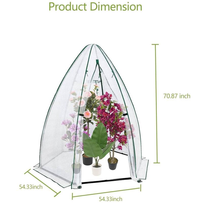 54"x 54"x 71" Greenhouse Tent with Durable PE Cover for Outside Vegetables Flowers Fruits, White