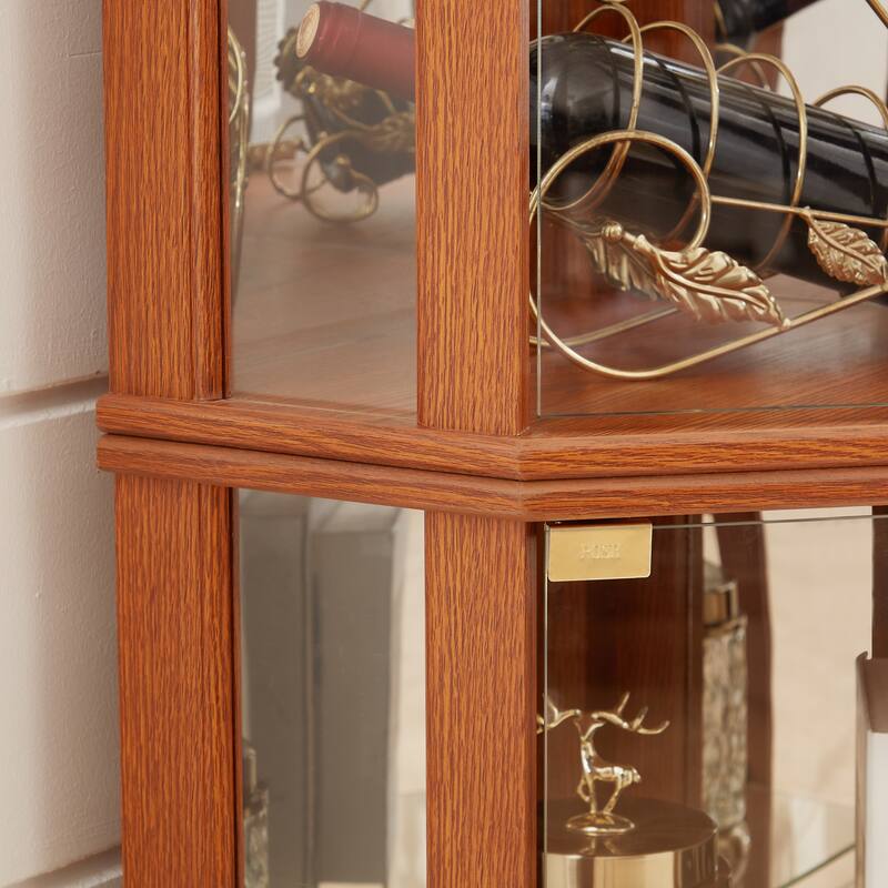 Corner Lighted Curio Cabinet Corner Glass Cabinet Lighted Curio Cabinet Corner Display Case for Living Room, Curio Cabinet