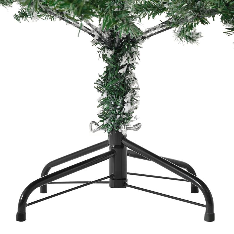 Snow Flocked 8FT PE PVC Mixed Christmas Tree Hinged Xmas Tree