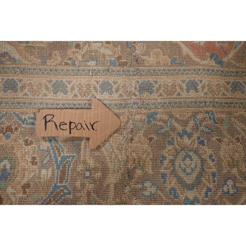 Traditional Mashad Vintage Persian Rug Bedroom Handmade Wool Carpet - 7'10" x 11'0"
