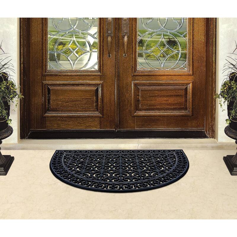 A1HC Large Door Mat, Natural Rubber, Ideal for an entryway, Scrapes Shoes Clean of Dirt & Grime