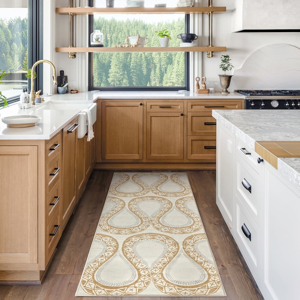 My Magic Carpet Flock Camel Washable Rug