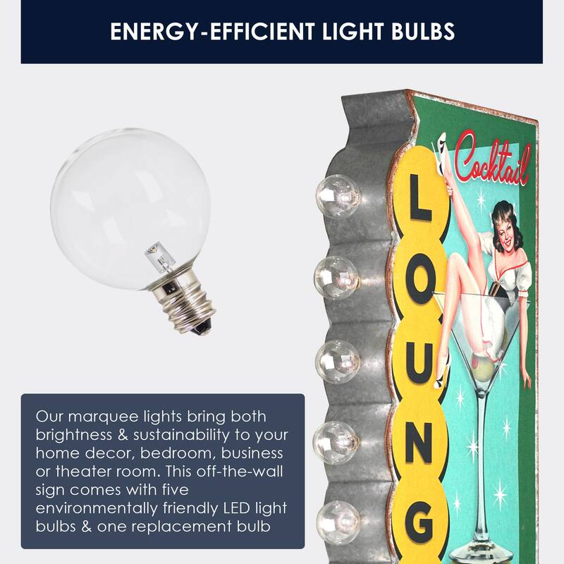 Metal LED Cocktail Lounge Every Nite Marquee Wall Sign - 23.75" x 9" x 3"