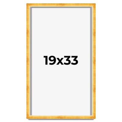 19x33 Shadow Box Frame Gold | 1.625 Inches Deep Real Wood Traditional