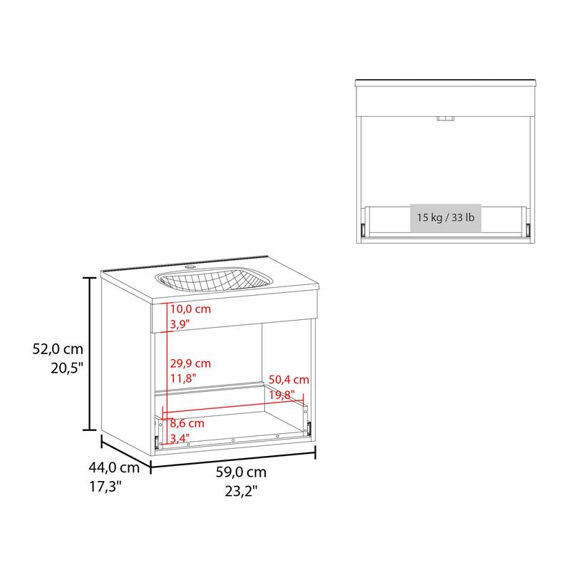 Story Floating Bathroom Vanity Set with Sink, One Drawer
