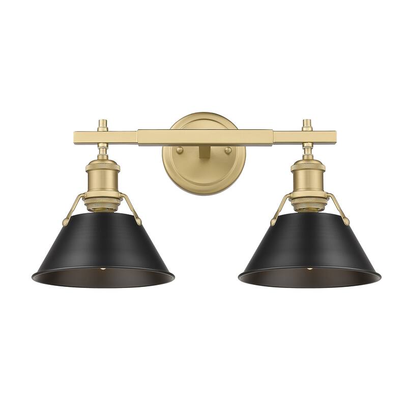 Yep by Golden Lighting Orwell 2-light Vanity in Brushed Champagne Brass and Matte Black shade - Gold
