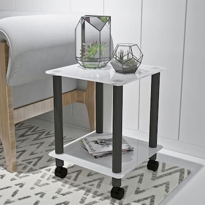 1-Piece Side Table，2-Tier Space End Table,Modern Night Stand,Sofa table,Side Table with Storage Shelve