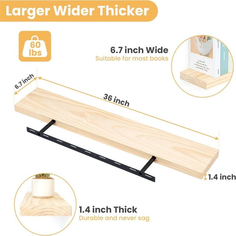 Wood Floating Shelves Set of 2