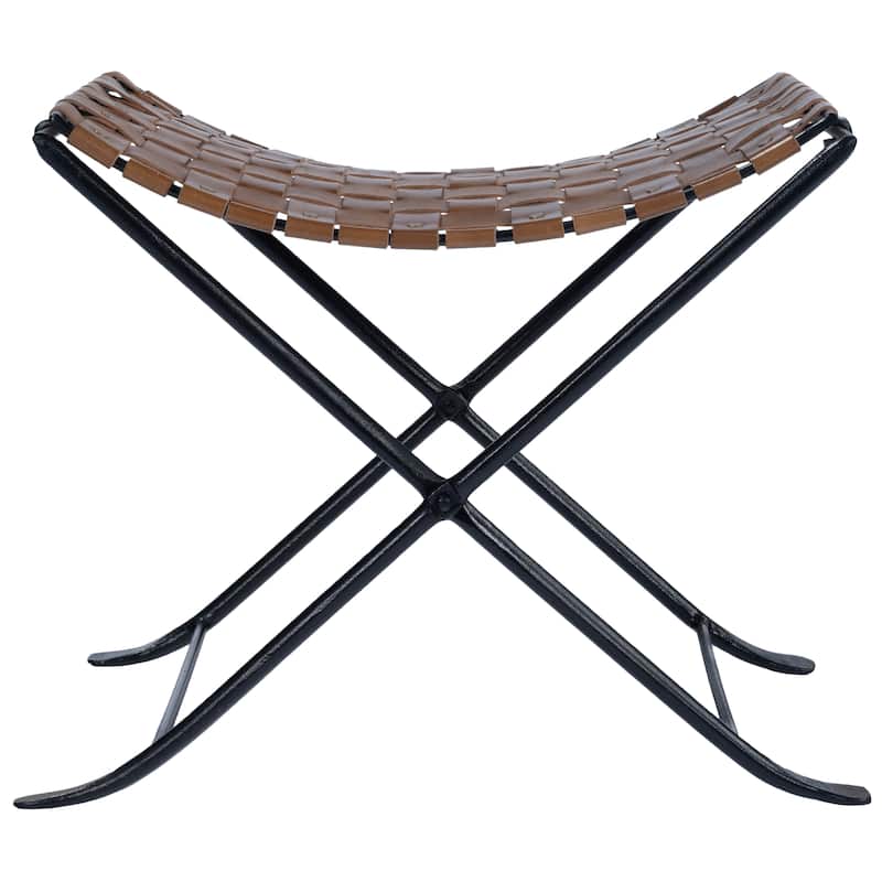 Butler Karma Brown Woven Leather Stool