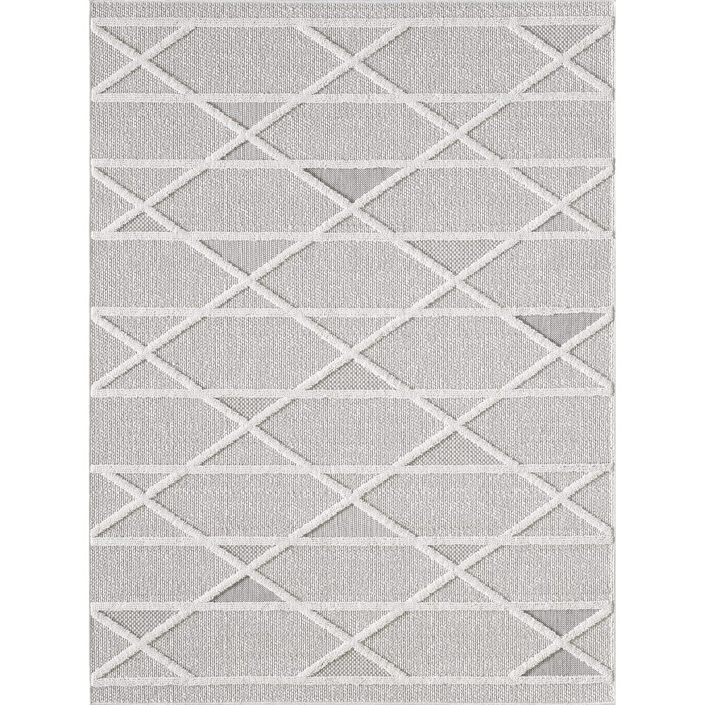 Domani Bella Modern Moroccan Trellis Textured Indoor / Outdoor Area Rug