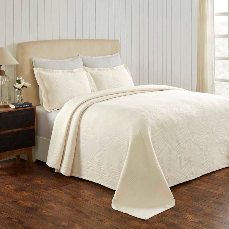 Superior Cascade Cotton Decorative Bedspread Set - Ivory - Twin