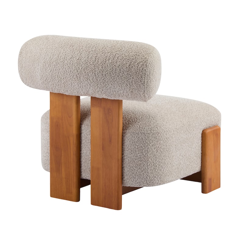 Christopher Knight Home - Mid-Century Fabric Accent Chair with Curved Backrest and Solid Rubberwood Frame