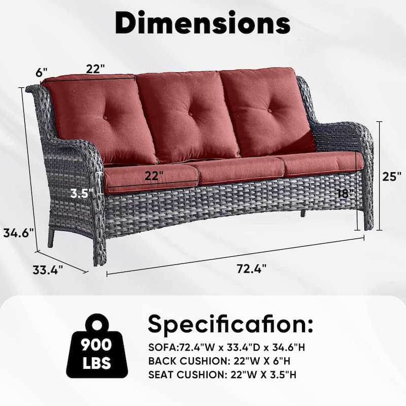 Gymojoy Outdoor Wicker Sofa Patio Rattan Wicker Furniture Cushion Sofa