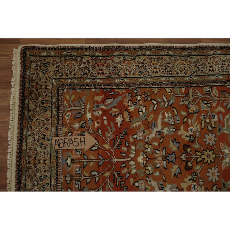 Hand Knotted Oriental 100% Wool Carpet Traditional Floral Oranges & Rust Tabriz Area Rug - 6' 0'' X 4' 2''