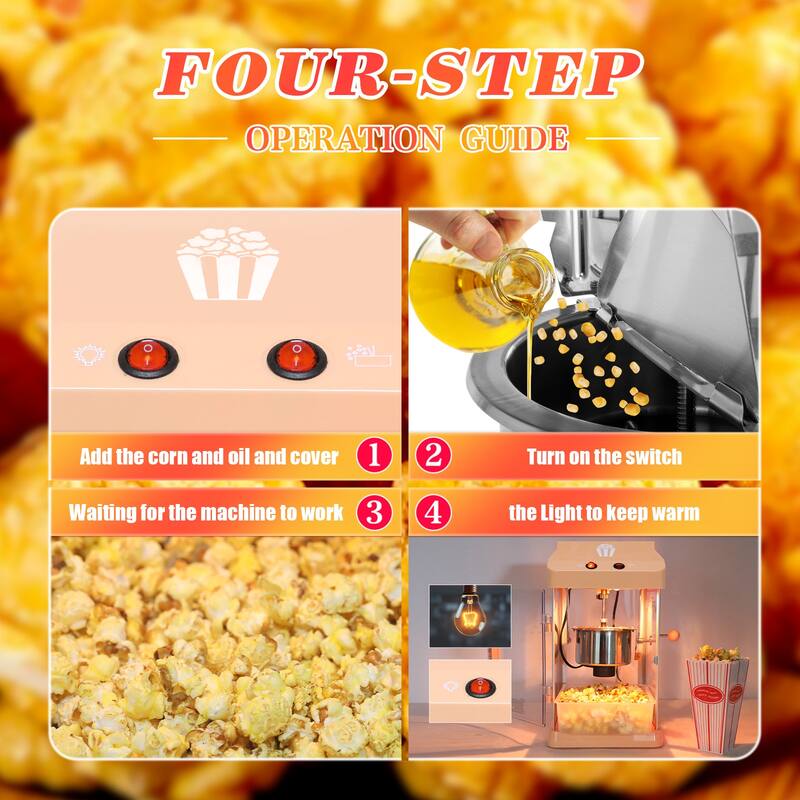 Tabletop Popcorn Maker with 4oz Stainless Steel Kettle