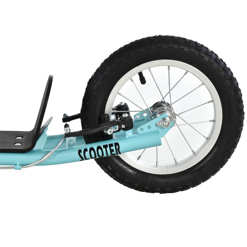 Steel Aluminum Kick Scooter with Adjustable Handlebar - 53.25"L x 22.75"W x 34.75"-37"H