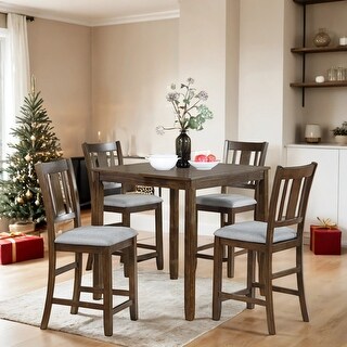 Wooden 5-Piece Dining Table Set With 4 Upholstered Chairs - Bed Bath ...