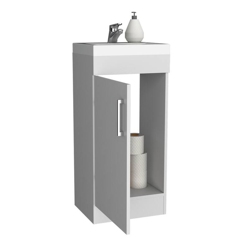 15.7-Inch Bathroom Storage Cabinet with Internal Shelf, Single Door, and Sleek Metal Handle - 15.7in L
