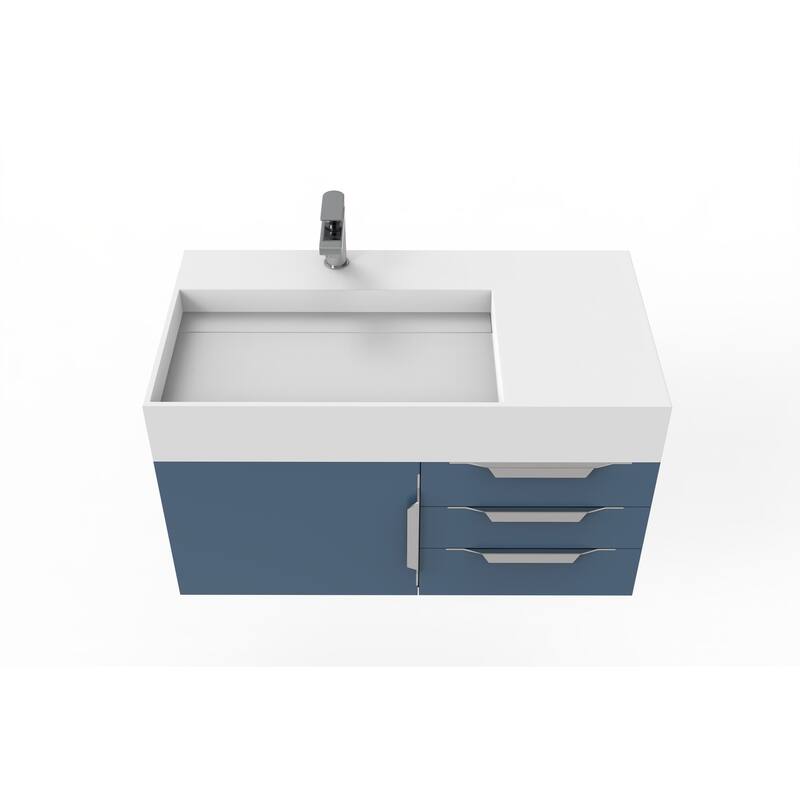 Amazon 36" Wall Mounted Bathroom Vanity Set w/ White Top