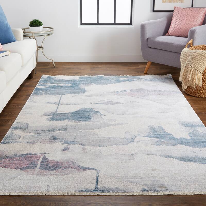 Abstract Watercolor Transitional Industrial Rug