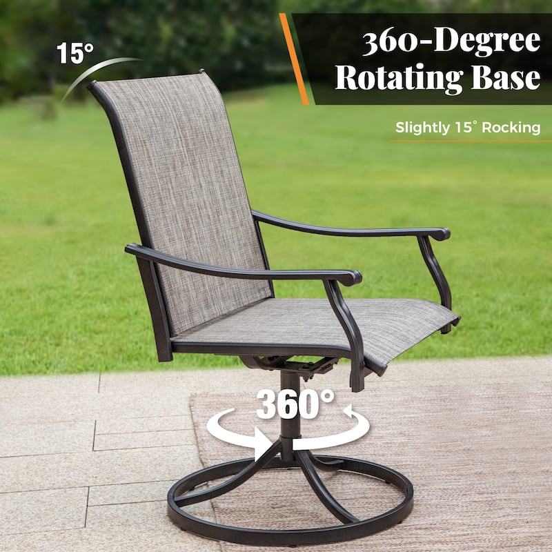 MAISON ARTS 5-Piece Patio Dining Set, Metal Table and 4 Textilene Fabric Swivel Dining Chairs