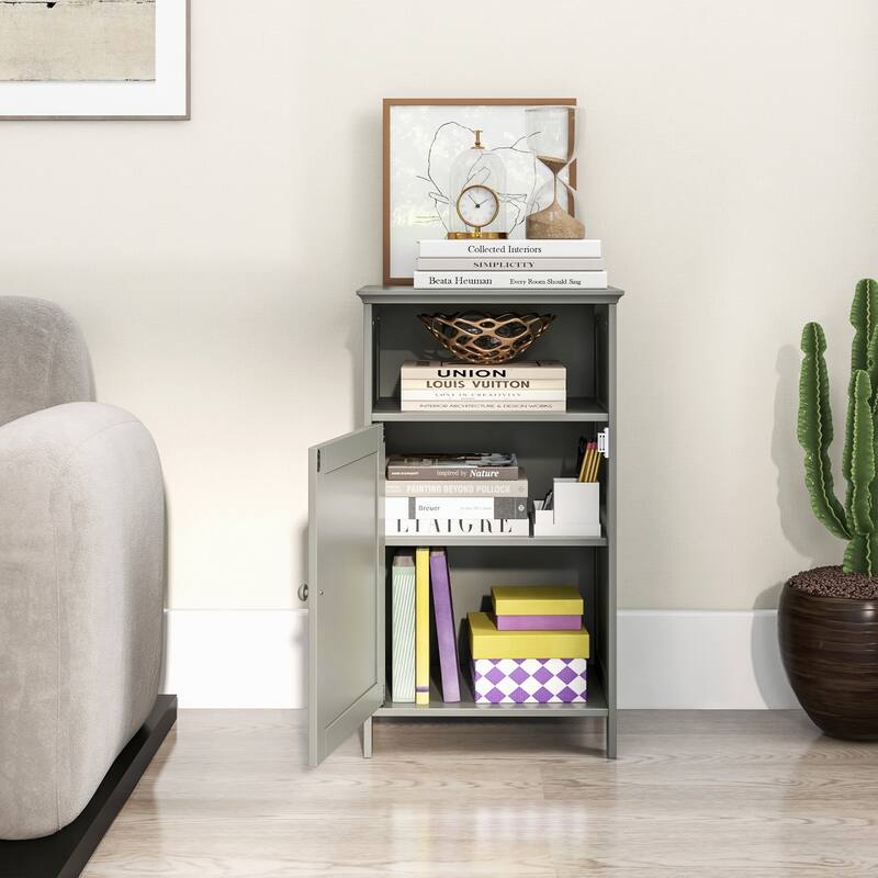 Bathroom Freestanding Adjustable Shelf Floor Storage Cabinet