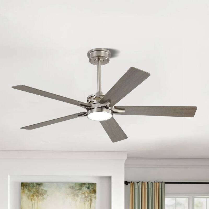 MLiAN 5-Blades DC Motor Indoor Smart Ceiling Fan with Light and Remote - Woodgrain/Nickel - 60''