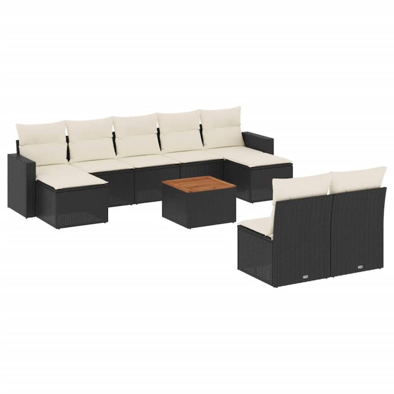 vidaXL Patio Sofa Set with Cushions Outdoor Furniture 10 Piece Poly Rattan - 21.7 x 21.7 x 14.6