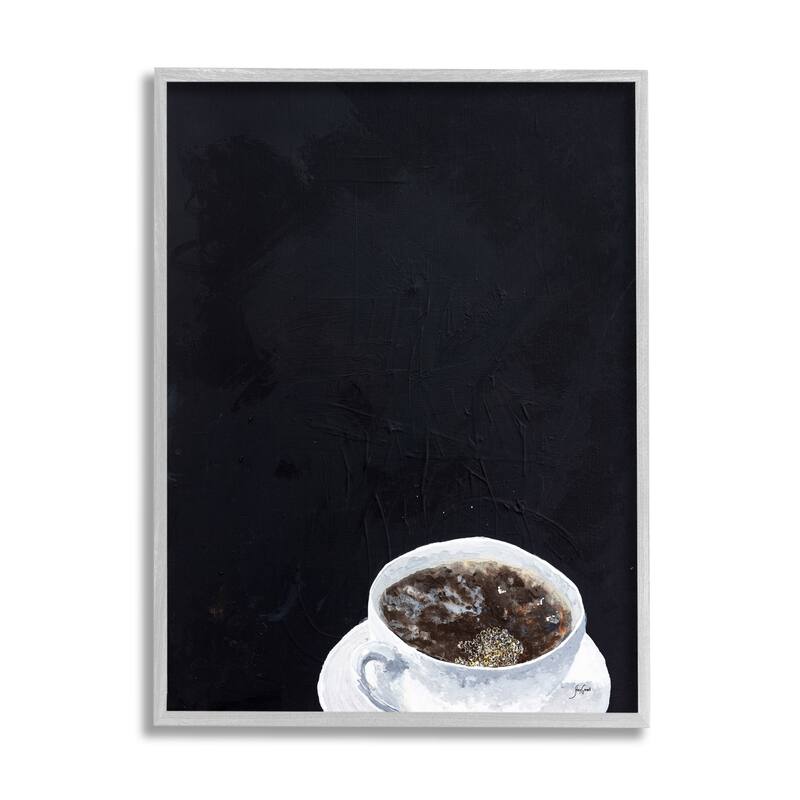 Stupell Contemporary Coffee Cup Saucer Breakfast Kitchen Drink Framed Wall Art, Design by Stacy Gresell - 16 x 20 - Grey