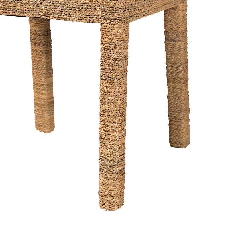 Anfield Modern Bohemian Natural Seagrass and Mahogany Wood Dining Chair