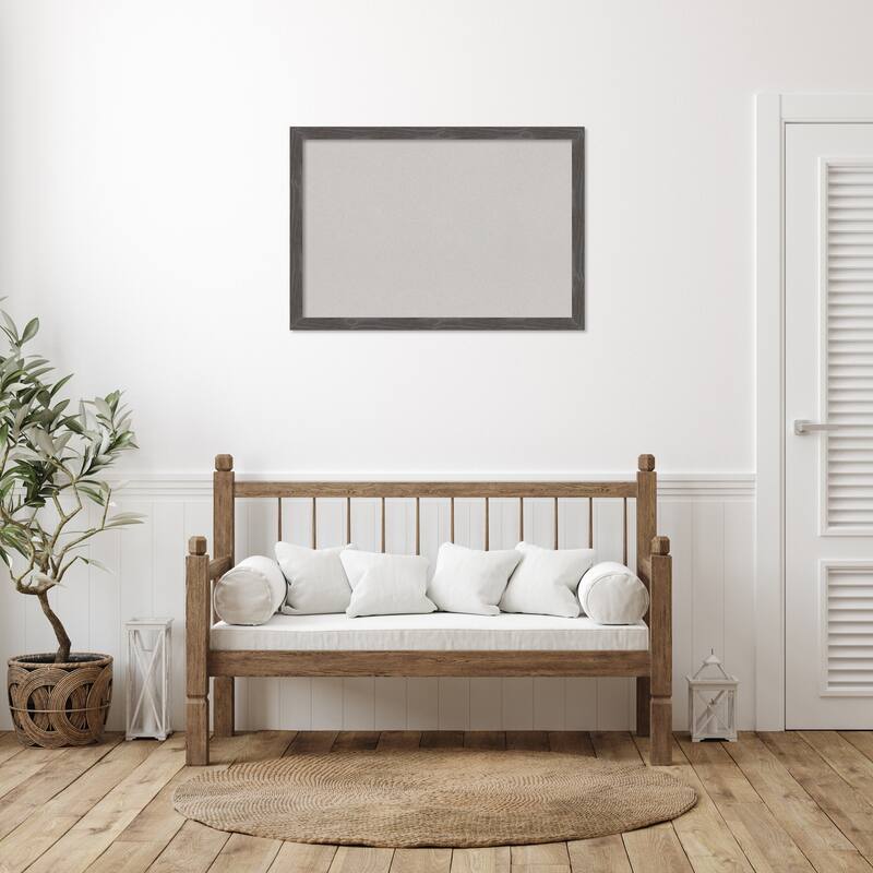 Woodridge Rustic Grey Wood Framed Grey Corkboard Bulletin Board
