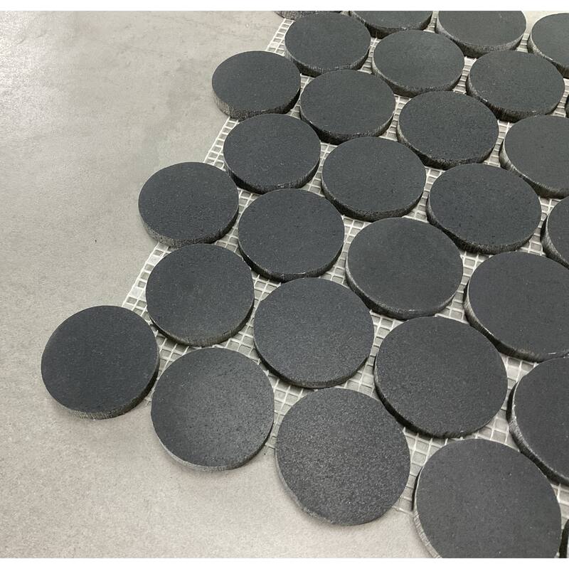 Basalt 1 7/8" Round Natural Stone Mosaic Wall And Floor Tile