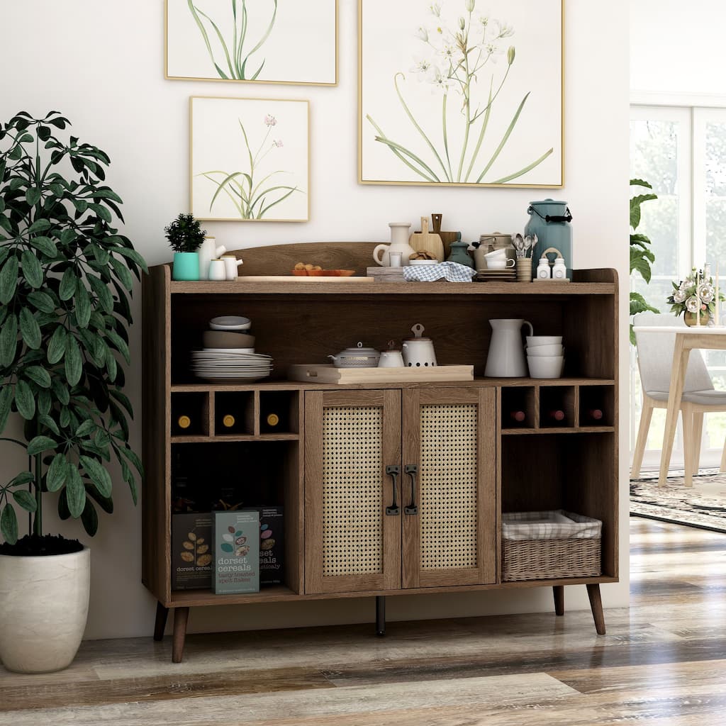 Furniture of America Jessep Contemporary Distressed Walnut 6-shelf Buffet