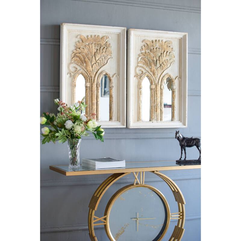 Mid-Century Modern Wall Mirror - Gold Leaf Details, Set of Two