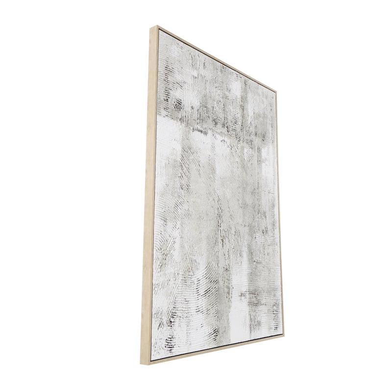 Wooden Abstract Textured Living Room Wall Decor with Wooden Frame and Black Distressing - Gray - Roche River Decor