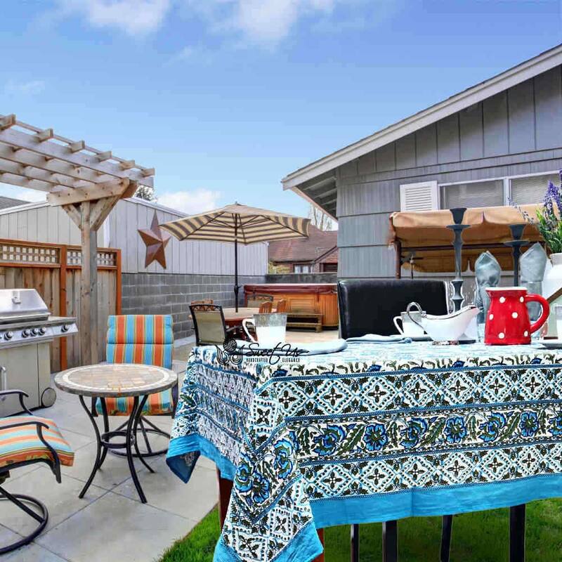 Cotton Floral Tablecloth for Rectangle Tables - Bluebell Grove