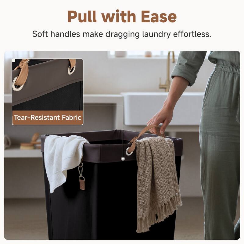 160L Laundry Hamper With Wheels, Large Clothes Laundry Basket With Steel Frame for Home, Closet, Dorm, Bathroom, Laundry Room