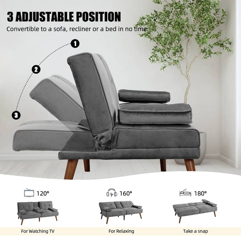 Futzca 60" Small Loveseat, 3 in 1 Cute Convertible Sofa Bed