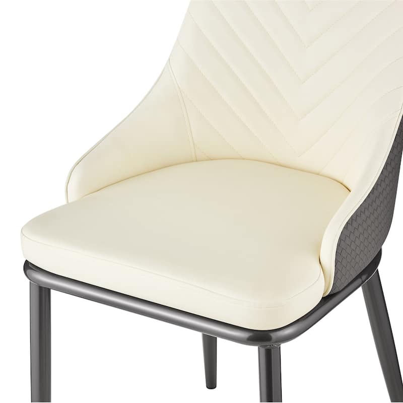 Faux Leather Upholstered Dining Chairs with Woven Back, Set of 2 - 18.11"W x 21.26"D x 36.61"H