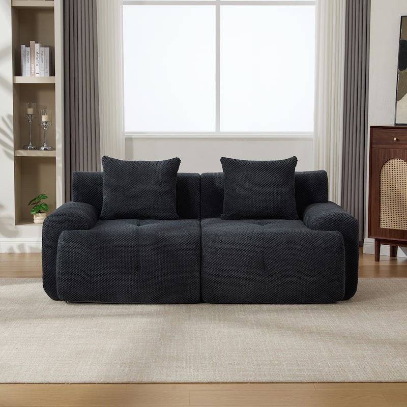 Modern Modular 2-Seater Cloud Sofa Tufted Loveseat with 2 Pillows, Pocket Springs, for Living Room, Office, Apartment