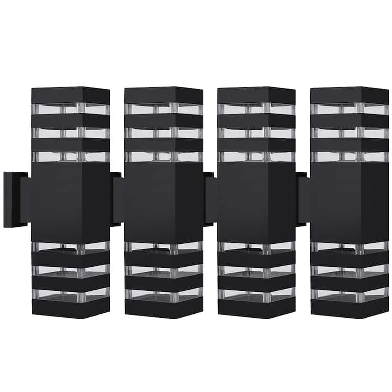 Modern Outdoor Wall Lighting Cylinder/Square Armed Sconces(4 Pack) - Black Cube