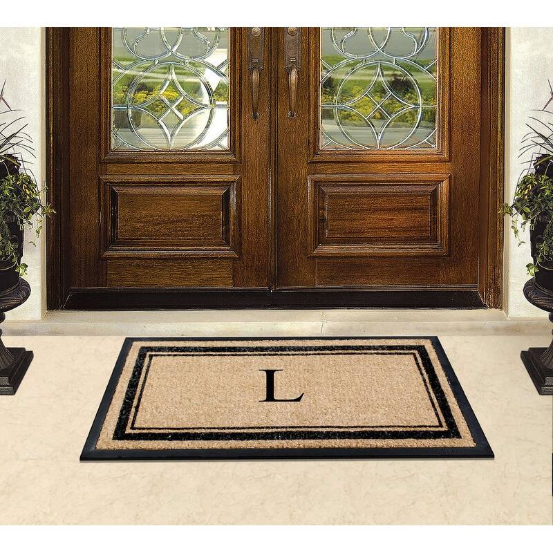 A1HC Picture Frame Natural Rubber & Coir Large Monogrammed Doormat 24"x48"