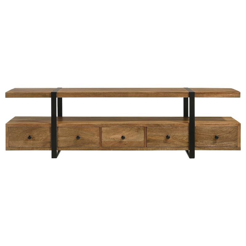 Otto 5-Drawer Mango Wood 70" TV Stand Media Console Brown