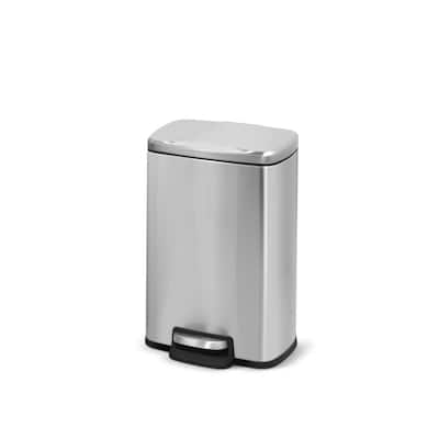 Innovaze 1.3 Gal./5 Liter Rectangular Stainless Steel Step-on Trash Can for Bathroom and Office