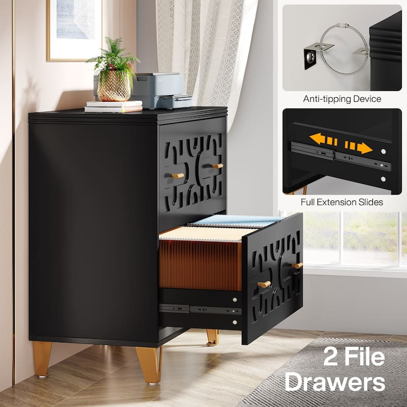 Modern White 2-Drawer File Cabinet, Office Lateral Filing Cabinet for Legal/Letter/A4 Size