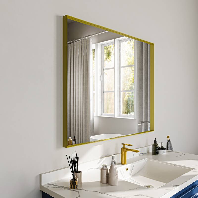 TOOLKISS Right Angle Aluminum Frame Bathroom Vanity Mirror with Clear Glass