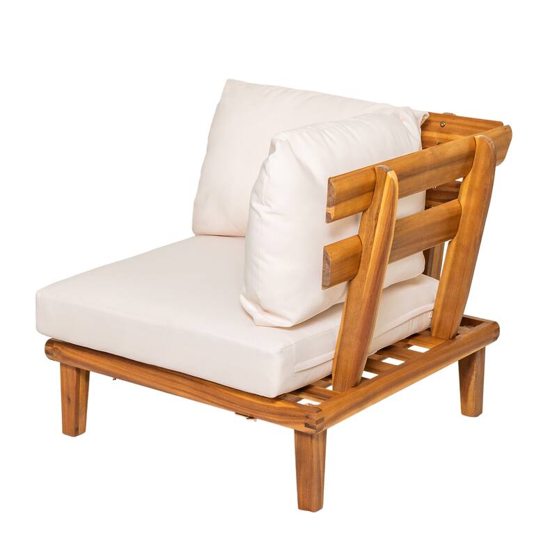 Christopher Knight Home - Laguna Outdoor Solid Acacia Wood 5-Piece Modular Sectional Sofa Set with Coffee Table and Cushions